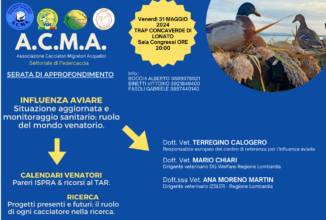 VENERDì 31 MAGGIO 2024, ORE 20.00 – ACMA ORGANIZZA UNA SERATA DI APPROFONDIMENTO SULL’INFLUENZA AVIARE